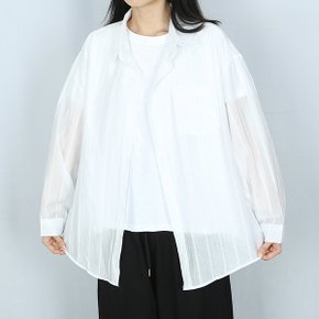 살안타  6색 단가라 시스루 긴팔 셔츠 남방   _P431259985