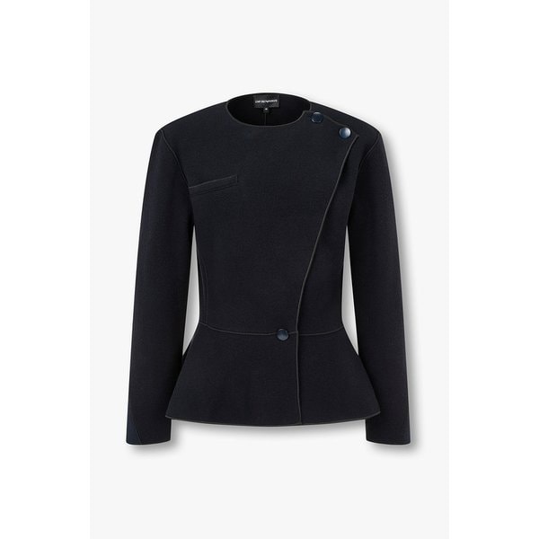 여성 슬리브 패치 울 블렌드 자켓 A525302524000