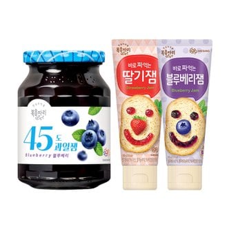  복음자리 45도 블루베리잼 +짜먹는 딸기잼 +블루베리잼 (총3개)