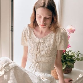 RIBBON CROCHET BOLERO CARDIGAN WHITE