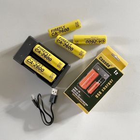 셀프집수리 KC인증 18650 배터리 2개 2600mAh 2구 충전기