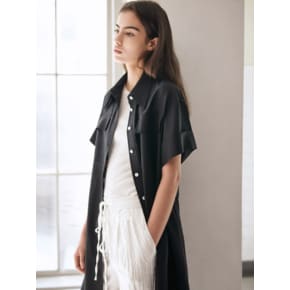 [SUMMER WOOL / BLACK] H-LINE LONG SHIRT ONE-PIECE