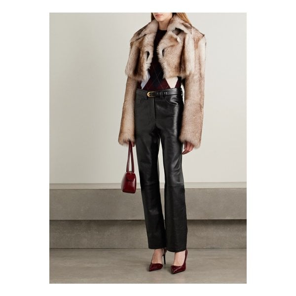 케이트 캘럼 가죽 스트레이트 팬츠 블랙 46376663162912965