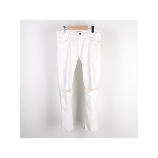 밑단지퍼 디스트로이드진 화이트 NMS18607 081