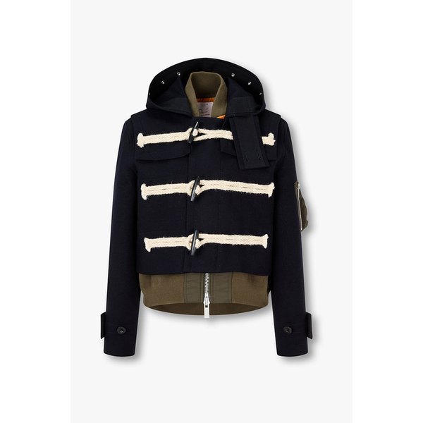 여성 토글 디테일 울 멜턴 블루종 6415301132000