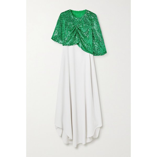 디마 아야드 비대칭 케이프 이펙트 크레이프 시퀸 튤 가운 그린 1647597298932284