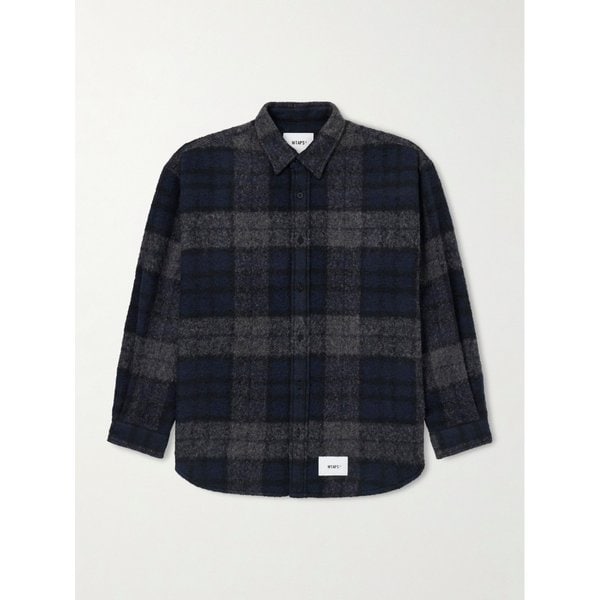 로고 아플리케 체크 브러시드 울 블렌드 오버셔츠 46376663162924374