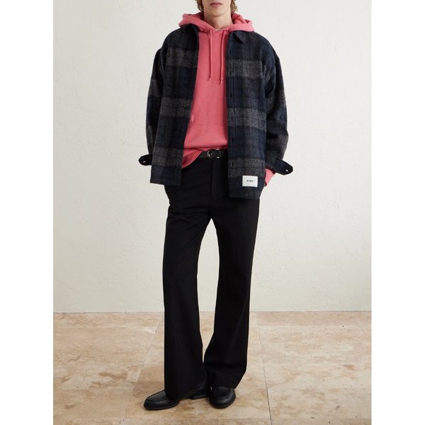 로고 아플리케 체크 브러시드 울 블렌드 오버셔츠 46376663162924374