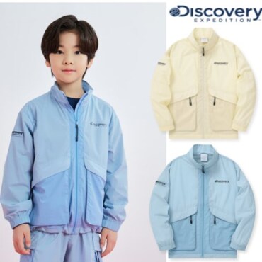 디스커버리키즈 키즈 배색 스탠넥 경량 바람막이 자켓 DKWJ76043