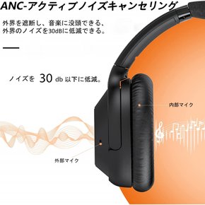 Ankbit 헤드폰 블루투스 노이즈 캔슬링 무선 E500Pro 블랙