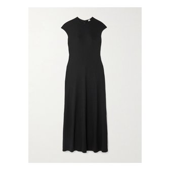 토템 가드롭 스트레치 저지 미디 드레스 블랙 46376663162830855