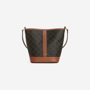 셀린느 트리옹프 캔버스  카프스킨 스몰 버킷백 탄 Celine Small Bucket in Triomphe Canvas and