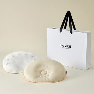 라비킷 [출산선물] 라비킷 아기두상 짱구 베개+자수 베개커버+쇼핑백L 임신선물 신생아 선물