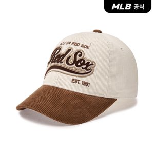 MLB [코리아공식] 바시티 코듀로이 레터링 배색 볼캡 BOS (L.Brown)