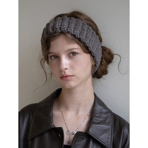 Wool blend knit ear warmer and hairband (Brown grey)