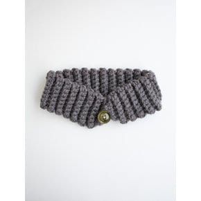 Wool blend knit ear warmer and hairband (Brown grey)