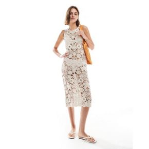 4729878 Mango crochet midi dress in beige