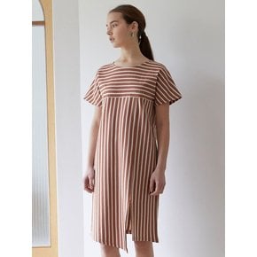 PAPI STRIPE DRESS BROWN