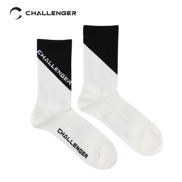 챌린저 사선 컬러배색 중목 골프 양말 블랙_CHC1MSO0695BK