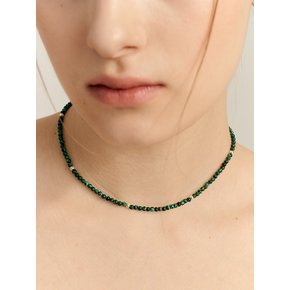 [In524]Malachite Green Silver Necklace