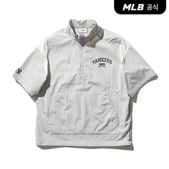 MLB [코리아공식]스포티브 바시티 어깨 배색 반팔 아노락 NY (L.Grey)