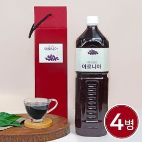 고창 선운산 아로니아원액 엑기스 1500ml 4병 생착즙원액/100% 고창 아로니아 1500ml 대용량 4병 선물포장