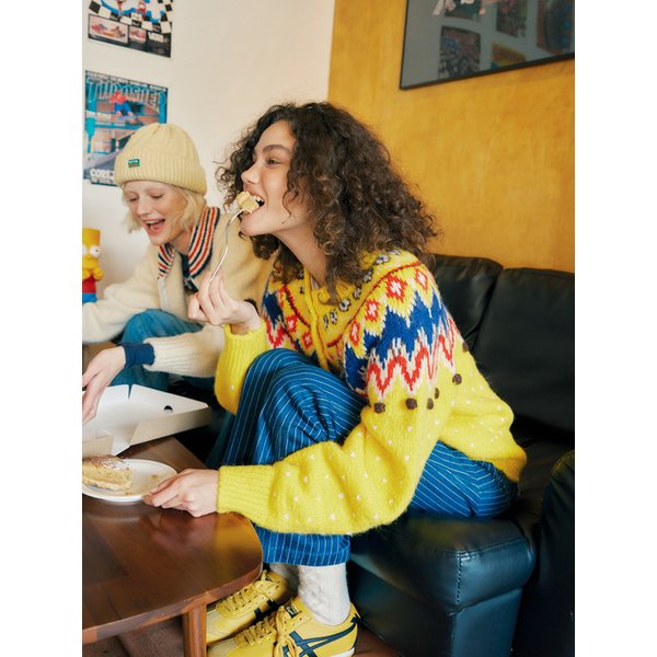 Bobble Stitch Nordic Cardigan (Yellow)