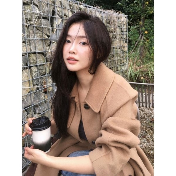 하프기장 벨티드 울 코트  OH5XH0960