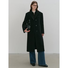 베인 울 세미 더블 롱 코트 / VEIN WOOL SEMI DOUBLE LONG COAT_3colors