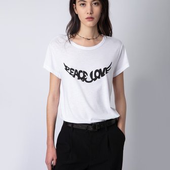 쟈딕앤볼테르 [여주점] 반팔 티셔츠 Woop Peace and Love Wings T-shirt ZE4SFCTTE014Z00