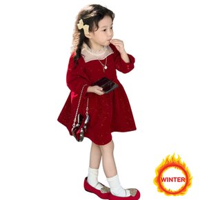 홀리데이 벨벳 반짝이 공주퍼프 원피스