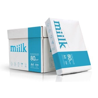 miilk 밀크 A4 복사용지 A4용지 80g 2500매 1박스