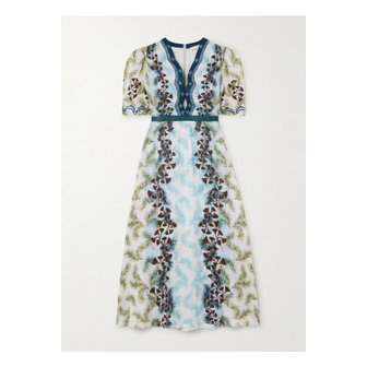 Saloni 살로니 타비사 프린트 실크 새틴 미디 원피스 1647597333738054