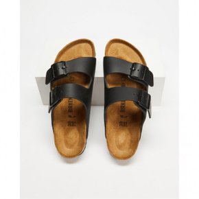 3358854 Birkenstock 버켄스톡 여성 애리조나 매끄러운 가죽 좁은 샌들 - 블랙