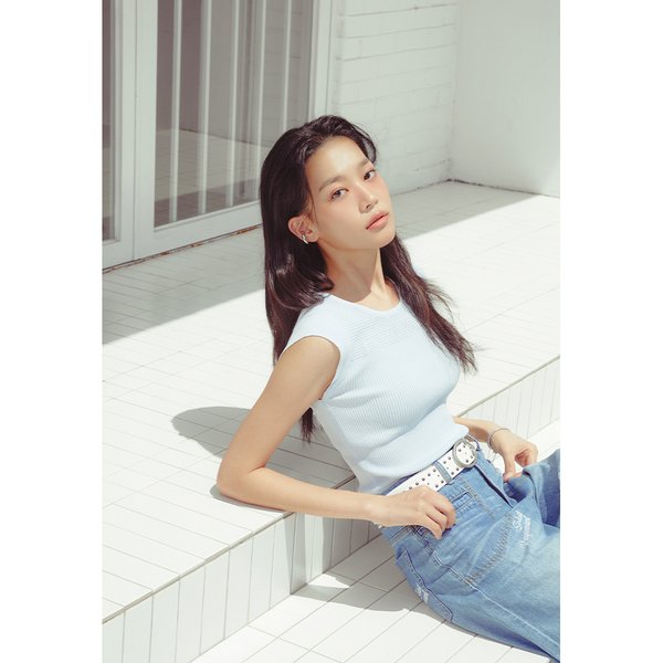 [시흥점] 여성 매쉬조직 배색 캡소매 폴오버 (ER2KH661)