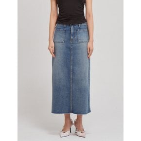 Straight Denim Long Skirt