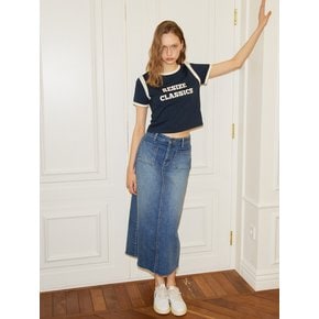 Straight Denim Long Skirt