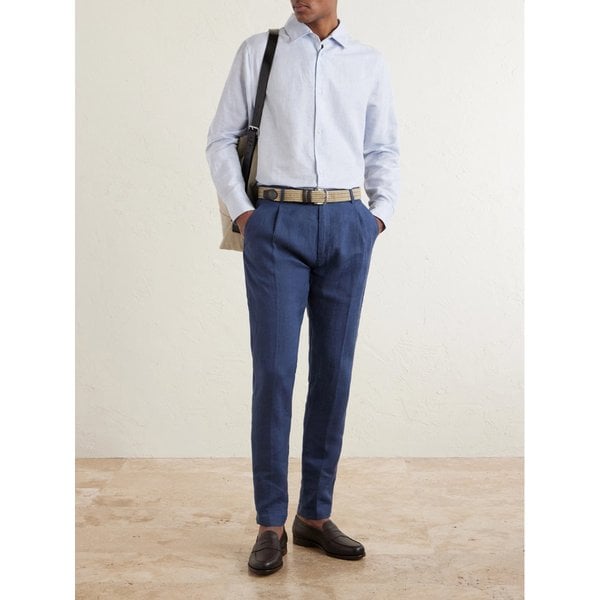 플랫 프론트 치노 리넨 팬츠 46376663163000651