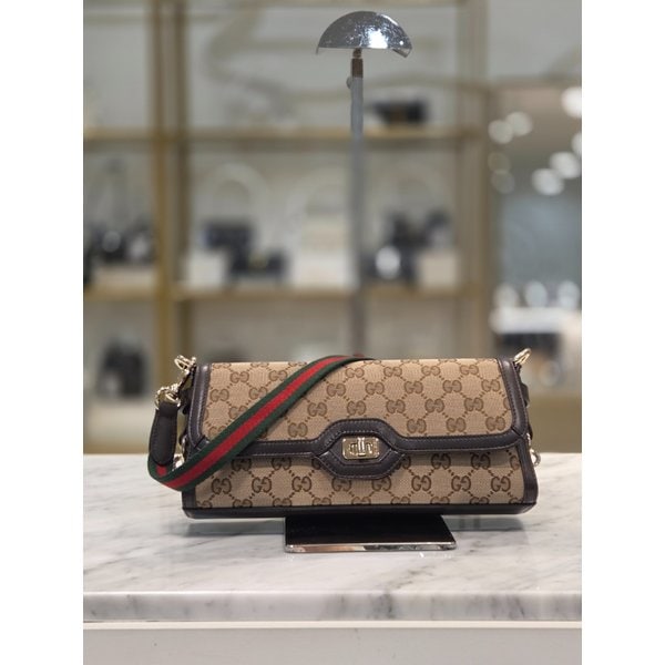 [시흥점] 여성 GG 수프림 캔버스 루체 웹 스트라이프 숄더백 786027-FADAC-9762