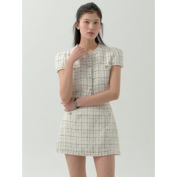 Bibi Tweed Skirt Check-Mini(2Color)