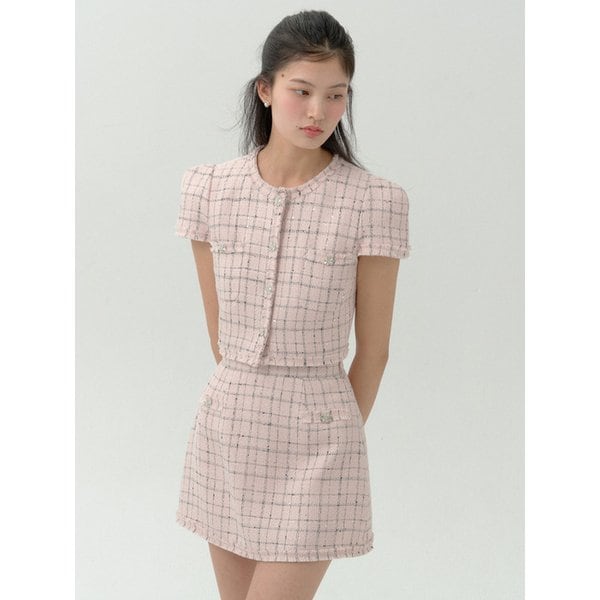 Bibi Tweed Skirt Check-Mini(2Color)