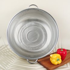 퀸센스 스텐 채반 양수 타공 펀칭볼 튀김망 물빠짐 싱크대 대형 업소용 소쿠리 채망 바구니 38cm