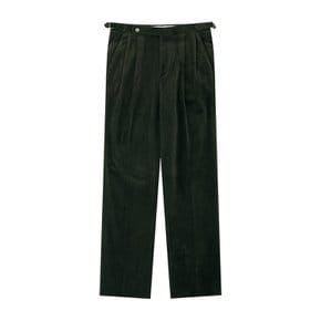 Corduroy adjust 2Pleats relaxed Trousers (Green)