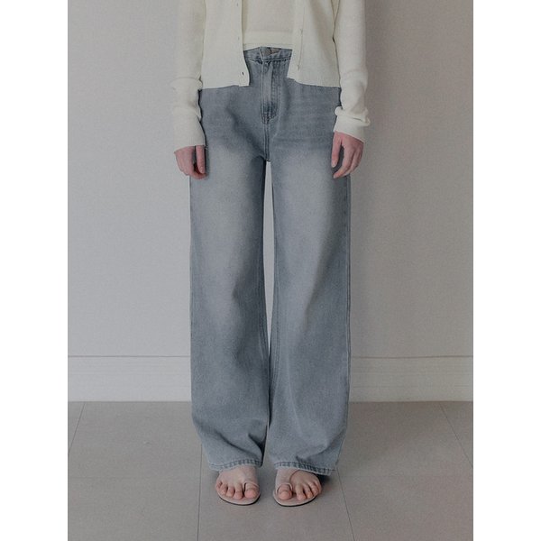 로스 세미 와이드 롱 데님 팬츠