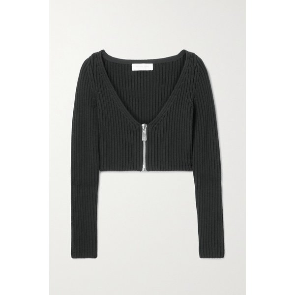 Cropped Ribbed Wool-blend Cardigan 블랙 43769801095728114