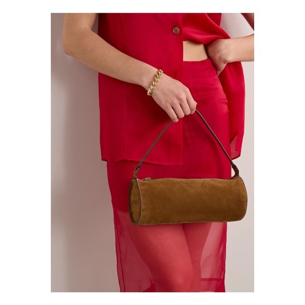 스타우드 타루 미니 가죽 트리밍 스웨이드 숄더 백 탠 브라운 1647597357747071