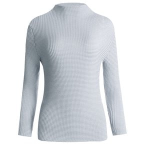 [샵앤] 국산 여성 와플 보트넥 긴팔 주름 티셔츠 BLE-WSH-1325-연그레이
