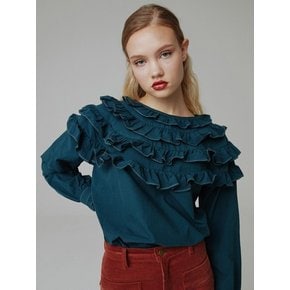 Round ruffle blouse_deep green