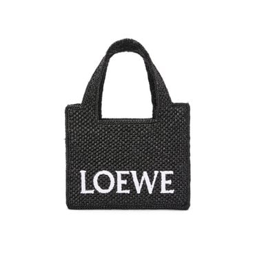  [LOEWE FONT TOTE RAFFIA Mini] 로에베 미니 폰트 토트 라피아 라탄 핸드백 기은세 블랙