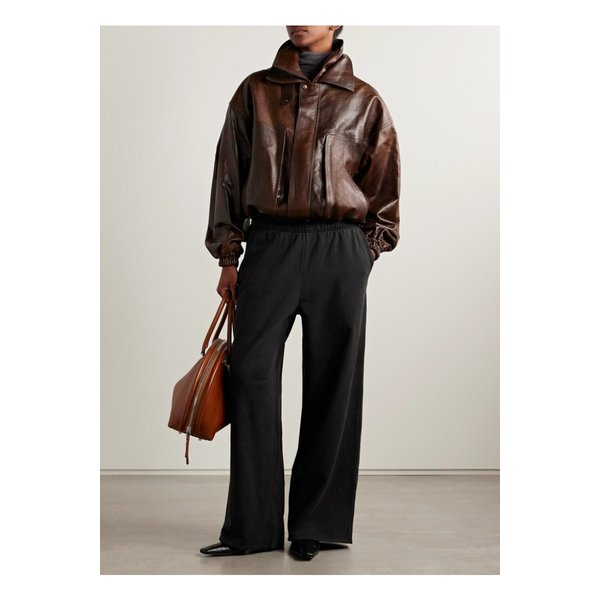 레이어드  코튼 저지 체크 플란넬 트랙 팬츠 블랙 46376663162871118